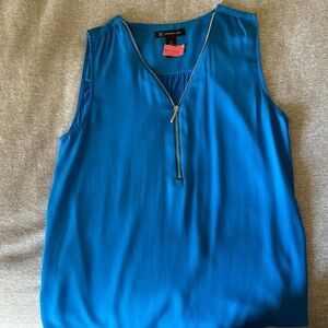 INC International Concepts Vibrant Blue Zip-Front Blouse